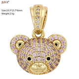 18K Plated Litter Bear Pendant with Zircon Gem for Necklace Choker