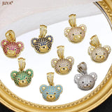 18K Plated Litter Bear Pendant with Zircon Gem for Necklace Choker