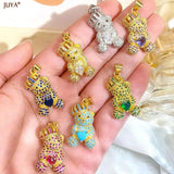 18K Plated Litter Bear Pendant with Zircon Gem for Necklace Choker