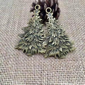 4pcs Vintage Christmas Tree Charms Alloy Pendants for DIY Jewelry Making