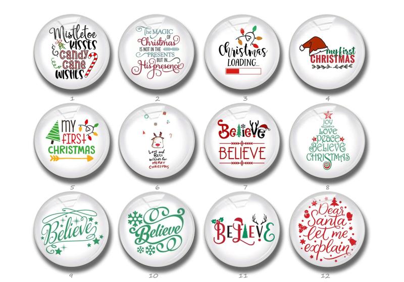 Christmas Tree Gnome Glass Dome Cabochon, Assorted Sizes - FJ800