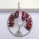 Natural Garnet Tree of Life Wire Wrap Pendant