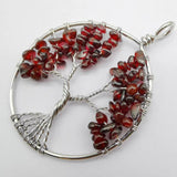 Natural Garnet Tree of Life Wire Wrap Pendant