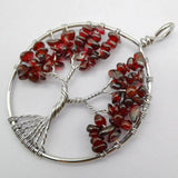 Natural Garnet Tree of Life Wire Wrap Pendant