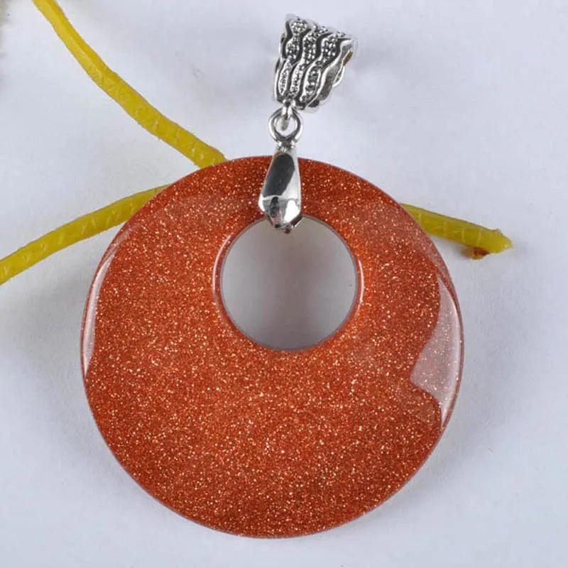 Golden Sandstone Stone Bead GEM Pendant Jewelry Gift WS778