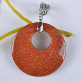 Golden Sandstone Stone Bead GEM Pendant Jewelry Gift WS778