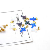 Natural Opal Stone Gem Cross Pendant for DIY Jewelry Making