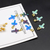 Natural Opal Stone Gem Cross Pendant for DIY Jewelry Making