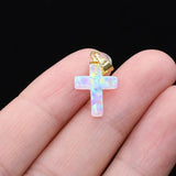 Natural Opal Stone Gem Cross Pendant for DIY Jewelry Making