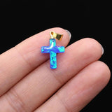 Natural Opal Stone Gem Cross Pendant for DIY Jewelry Making