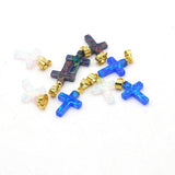 Natural Opal Stone Gem Cross Pendant for DIY Jewelry Making