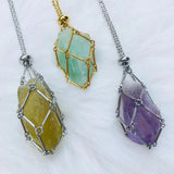 Crystal Stones Necklace Holder Chain Wire Cage Gem Stone Keeper Pendant Holder