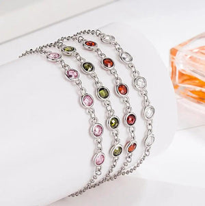 925 Silver Created Moissanite Crystal Bracelet CZ Jewelry Wedding Gift