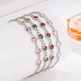 925 Silver Created Moissanite Crystal Bracelet CZ Jewelry Wedding Gift