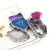 Multicolor Geode Silver Pendant Necklace Bracelet Earring
