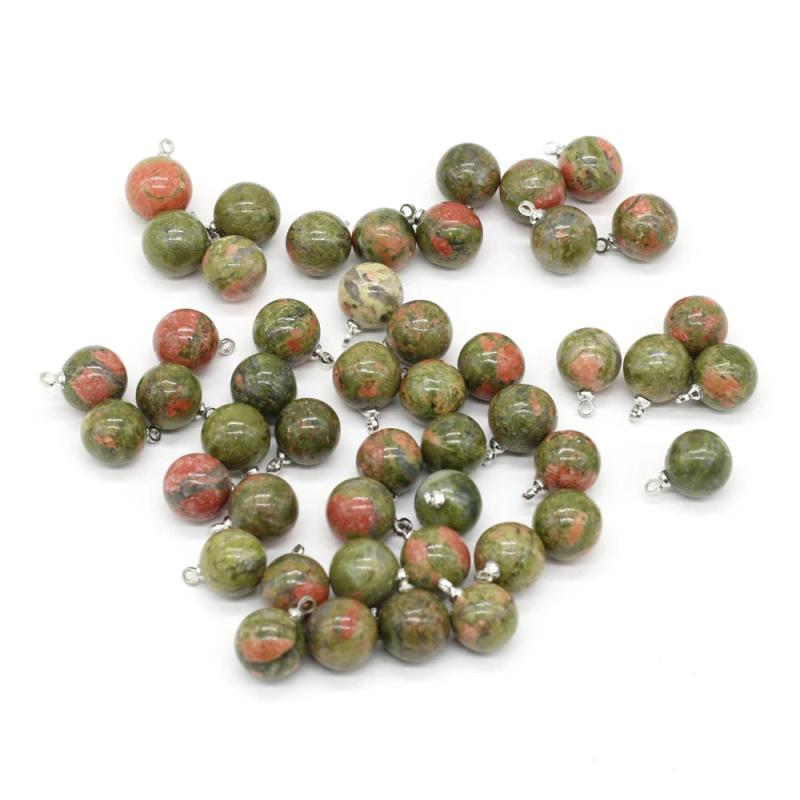 Unakite Round Ball Pendant for DIY Jewelry Making