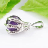 Amethyst Gem Stone Round Ball Bead Pendant Necklace
