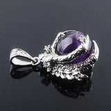 Amethyst Gem Stone Round Ball Bead Pendant Necklace