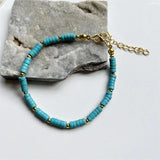 Turquoise Beaded Bracelet Heishi Gemstone School Jewelry