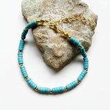 Turquoise Beaded Bracelet Heishi Gemstone School Jewelry