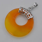 Natural Yellow Carnelian Circle Stone GEM Pendant Jewelry