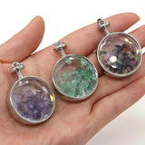 Round Clear Quartz Amethyst Crushed Pendant for DIY Necklace Jewelry