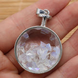 Round Clear Quartz Amethyst Crushed Pendant for DIY Necklace Jewelry