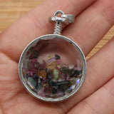 Round Clear Quartz Amethyst Crushed Pendant for DIY Necklace Jewelry