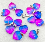16mm Gemstone Quartz Crystal Opal Cat's Eye Charms Heart Pendants DIY Jewelry