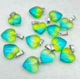 16mm Gemstone Quartz Crystal Opal Cat's Eye Charms Heart Pendants DIY Jewelry