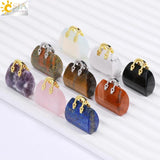 CSJA Gem Stone Handbag Pendant Necklace Healing Amethysts Pink Crystal Jewelry