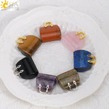 CSJA Gem Stone Handbag Pendant Necklace Healing Amethysts Pink Crystal Jewelry