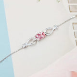 Pink Zircon Tourmaline Gemstone Chain Bracelet