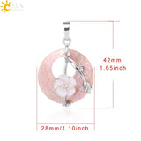 CSJA Abalone Shell Pendant Necklace Pink Round Gems Flower Zircon Charms F873