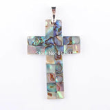 Zelanian Abalone Shell Pearl Cross Pendant Necklace