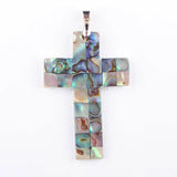 Zelanian Abalone Shell Pearl Cross Pendant Necklace
