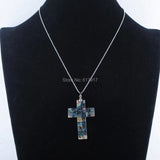 Zelanian Abalone Shell Pearl Cross Pendant Necklace