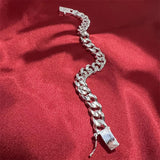 S925 Sterling Silver Bracelet Men's 10MM Square Gem
