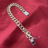S925 Sterling Silver Bracelet Men's 10MM Square Gem