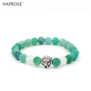 Natural Agate Bracelet Beads 8mm Lion Head Jewelry