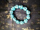 Natural Turquoise Skull Bracelet Gemstone Beads Elastic Beaded Bracelets