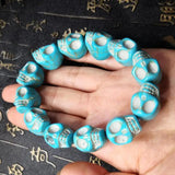 Natural Turquoise Skull Bracelet Gemstone Beads Elastic Beaded Bracelets