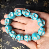 Natural Turquoise Skull Bracelet Gemstone Beads Elastic Beaded Bracelets