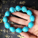 Natural Turquoise Skull Bracelet Gemstone Beads Elastic Beaded Bracelets