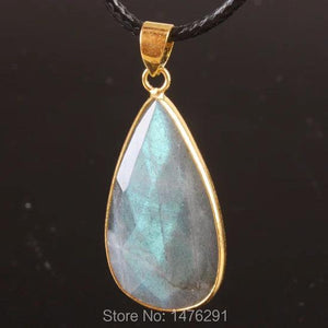 Labradorite Water Drop Double Sided Gem Pendant 1PCS