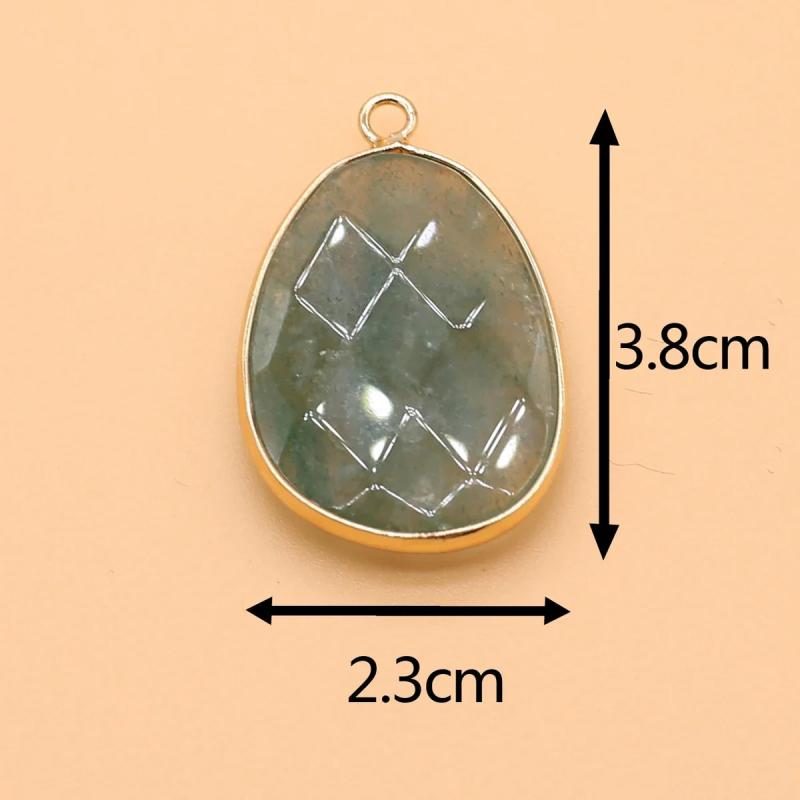 Natural Stone Pendant Irregular Oval Charms for Jewelry Making