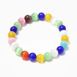 Colorful Cats Eye Stone Gemstone Bangle Bracelet Opal Jewelry Beaded Bracelets