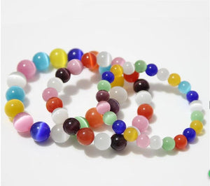 Colorful Cats Eye Stone Gemstone Bangle Bracelet Opal Jewelry Beaded Bracelets