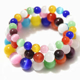 Colorful Cats Eye Stone Gemstone Bangle Bracelet Opal Jewelry Beaded Bracelets