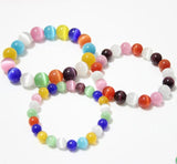 Colorful Cats Eye Stone Gemstone Bangle Bracelet Opal Jewelry Beaded Bracelets